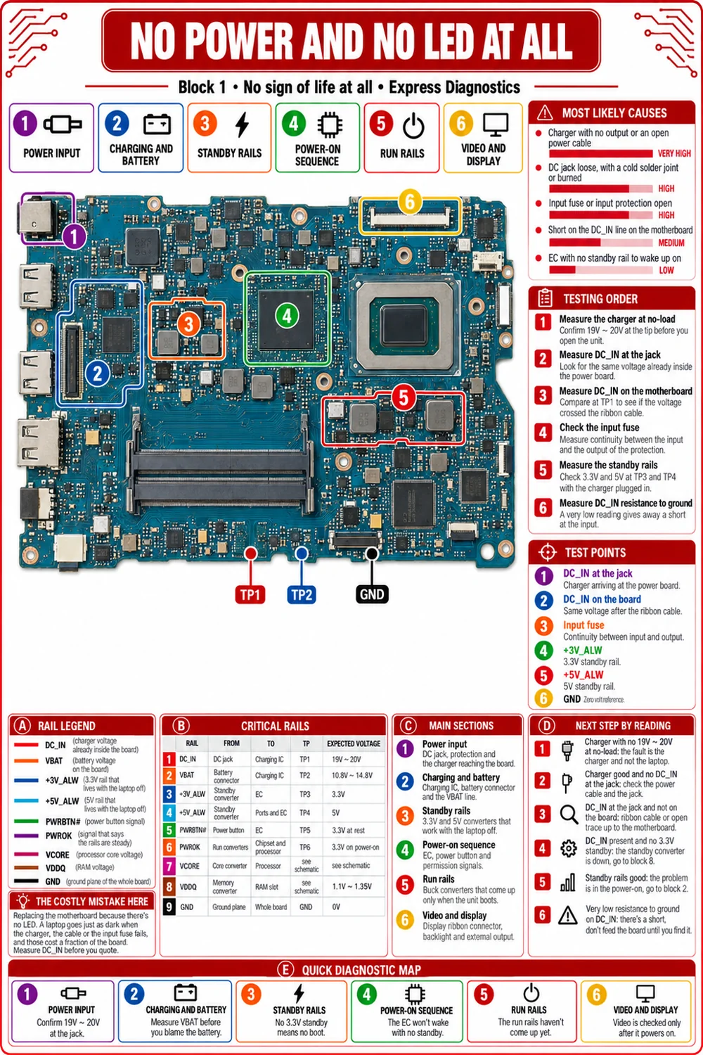 Diagnostic sheet, won’t turn on